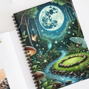 Fairycore Magical Forest Spiral Notebook, Dream Journal, Nature Notebook, Moonlit Diary, Gift for Nature Lovers, Eco-Friendly Stationery