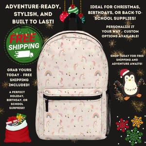 Sac à dos licorne pour fille, cartable arc-en-ciel, cadeau d'anniversaire, cartable léger et durable pour enfants, fournitures pour la rentrée, nom personnalisé, fantaisie