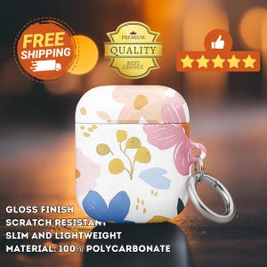 Pastel Floral AirPods Case: Glossy Protective Cover with Clip