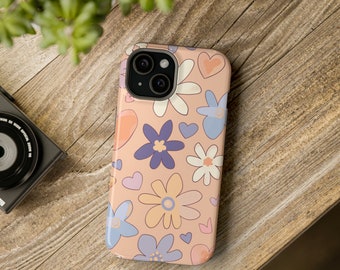 Daisy Hearts | MagSafe Tough Case - Dual Layer Protection, Matte/Glossy Finish, Fits Apple iPhone 15 Pro Max and earlier series