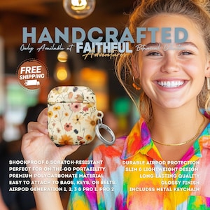 Pressed Flower AirPods Case with Keychain: Botanical Spring Gift