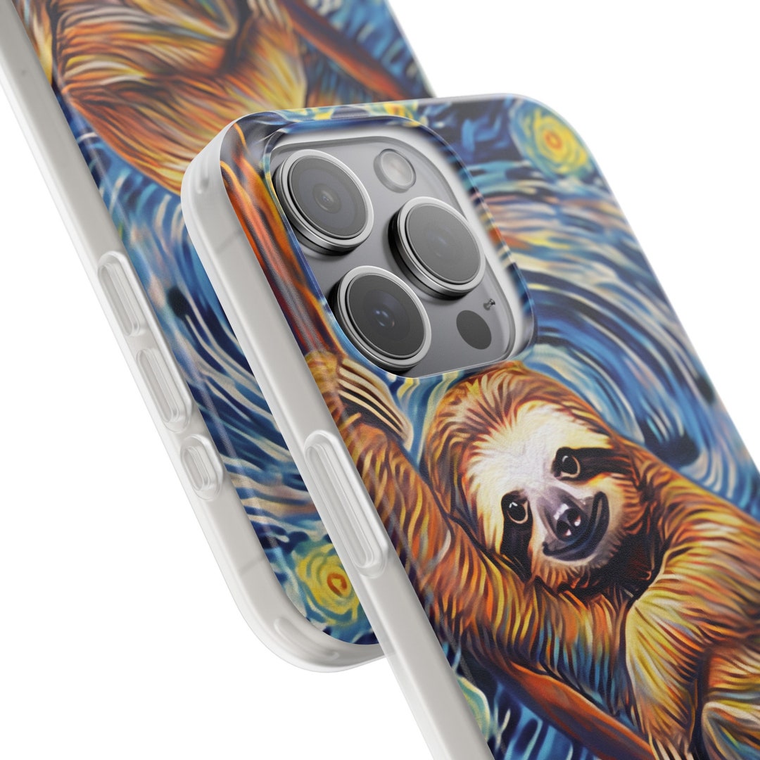 Sloth Custom Phone Case Sloth Starry Night Art Phone Case Custom Aesthetic Cover Compatible ...