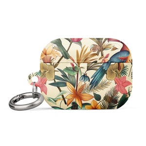 Tropical Art Deco Design for 1st, 2nd, 3rd Gen AirPods & AirPods Pro - Floral Keychain AirPods Case Botanical Accessories