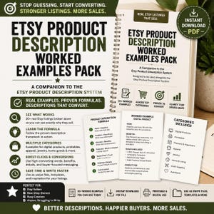 Etsy Listing Description Examples: Worked Pack for Digital & Physical Products (PDF)