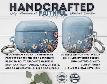 Pressed Flower, AirPod case Christmas, AirPods Pro cover, AirPods Pro 2 case, Keychain, Wildflower, AirPods Case for 1st-3rd Gen