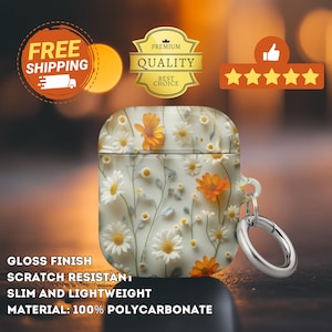 Daisy AirPods Case: Wildflower Floral Cover with Clip