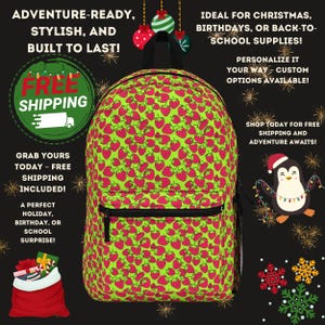 Sac à dos néon fraise cartable à motif de fruits lumineux sac à dos imperméable durable cadeau pour adolescente cartable d'été sac à dos élégant pour enfants