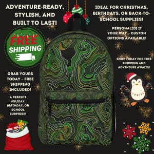 Sac à dos topographie Sac à dos de randonnée étanche pour homme Sac à dos de sentier personnalisé Sac d'école extérieur personnalisé Cadeau géologie pour les aventuriers