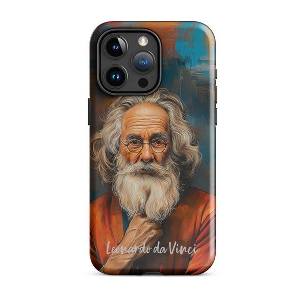 Leonardo da Vinci inspired iPhone Tough Case | Artistic Design | Compatible with iPhone 12-15 Series | Personalizable Gift