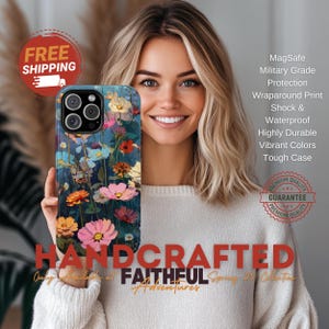 Floral Magnetic Tough Cases for Phones, Durable Phone Cover, Flower Pattern Case, Gift for Her, Summer Vibe, Nature Lover&#39;s Accessory