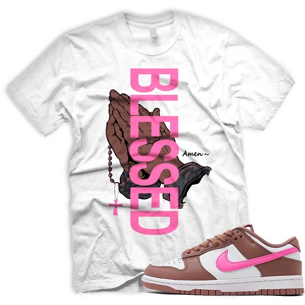 BLESSEDHANDS T Shirt To Match Retro Dunk Smokey Mauve Playful Pink White Brown Low