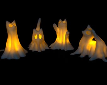 Ghost Cat LED Night Light – 3D Printed Halloween Decor
