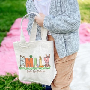 Personalisierte Ostern Tragetasche, Benutzerdefinierte Ostern Tasche, Kinder Ostern Korb, Osterei Sucht Eierkorb Für Ostern Aktivitäten Baby Mädchen und Jungen Tasche