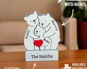 Personalized Bear Family Puzzle, Custom Name Family Gift, New Parents Gift, Nursery Decor, Baby Shower Gift, Family Animal Puzzle