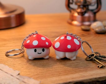 Kawaii Mushroom Keychain, Cute Food Charm, Mini Bag Accessory