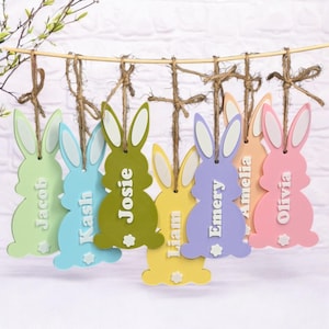 Osterhase Namensschild, personalisierter Osternest Charme, benutzerdefiniertes Namensschild für Kinder, Eiersuche, Frühlingsdekor, Geschenkidee zu Ostern