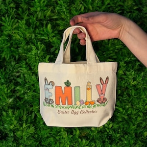 Benutzerdefinierte Ostern Korb, Ostereiersuche, Hase Korb für Kinder Tasche, personalisierte Ostern Sack für Ostern, Jungen Mädchen Ostergeschenke, Hase Sack