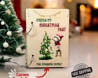 Personalized Christmas | Card Holder Keepsake Holiday | Card Storage Custom Christmas Memory Book Family Christmas Cards Keeper | Card Album