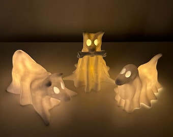 3D Printed Ghost Dog LED Light – Spooky Halloween Decor