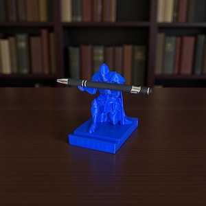 Portalápices de caballero, bolígrafo grabado personalizado, decoración de escritorio para gamers Azul
