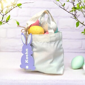 Personalisierter Osterkorb Anhänger, Benutzerdefiniertes Häschen Namensschild, Osterkorb Namensschild, Eiersuche Geschenk, Frühlingsdekor, Ostern Ornament für Kinder