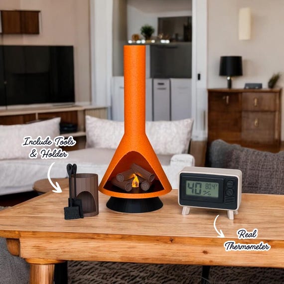 Mid-century Modern Miniature LED Fireplace | Retro Home Decor - Etsy