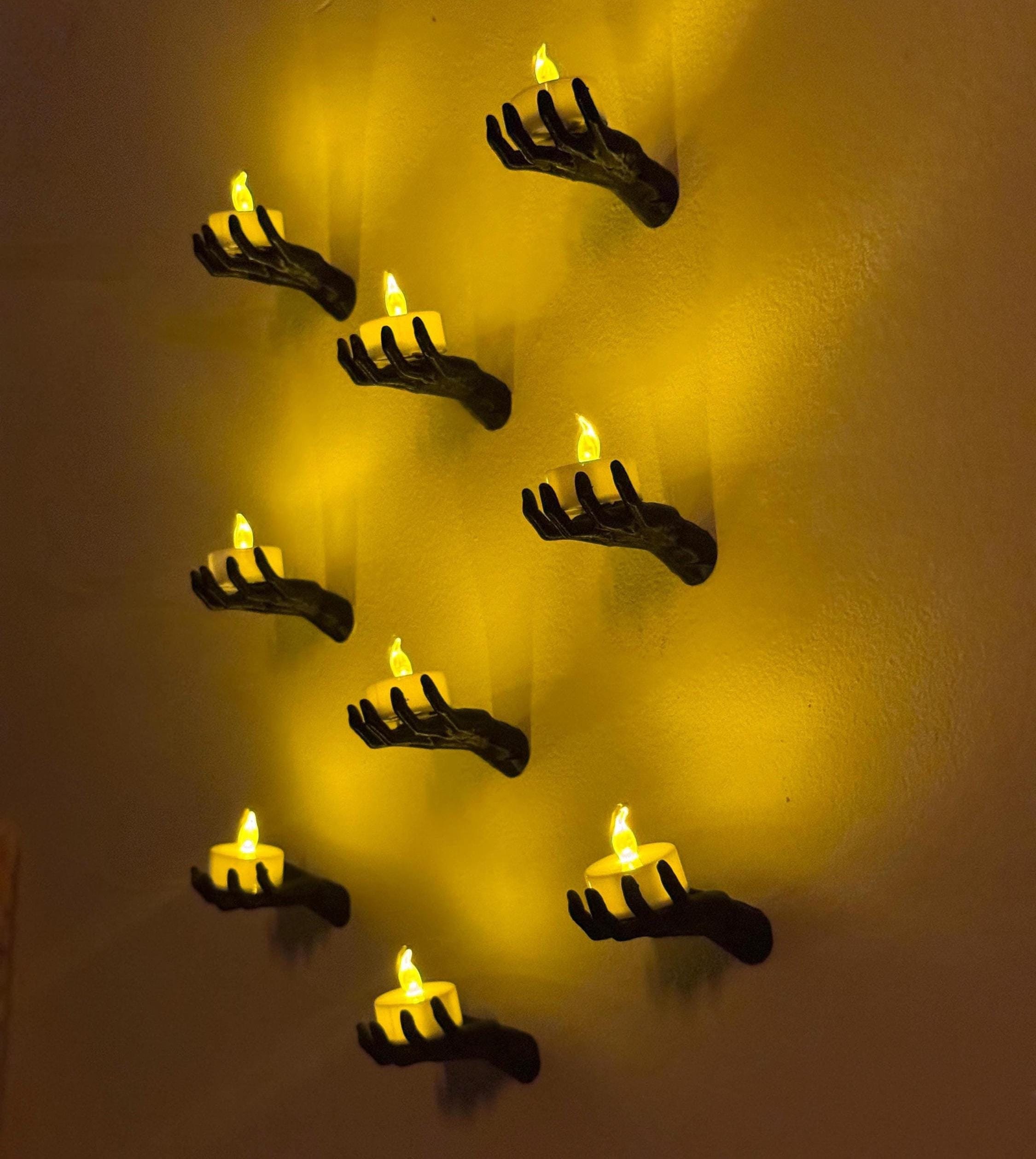 Spooky Hands Wall Candles Tealight Included | Creepy LED Candles for Halloween Wall Decor | Wall Lights| Halloween Decor | Small Spooky Hand