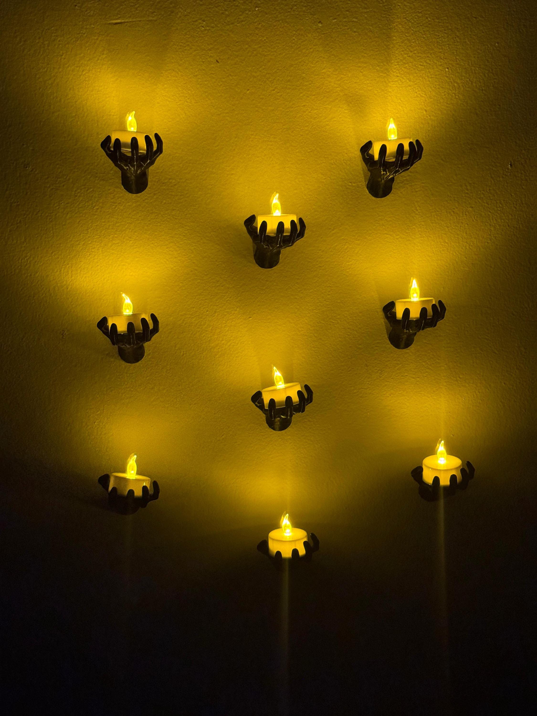 Spooky Hands Wall Candles Tealight Included | Creepy LED Candles for Halloween Wall Decor | Wall Lights| Halloween Decor | Small Spooky Hand