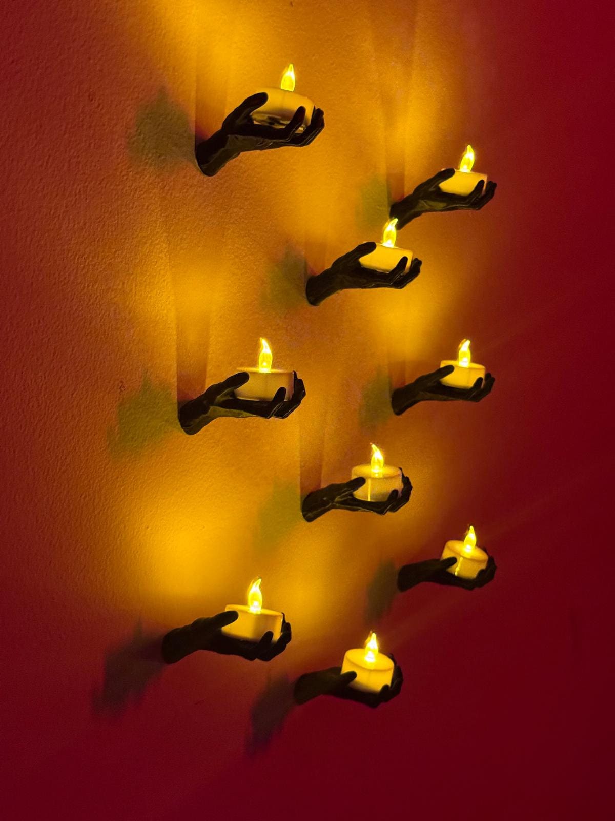 Spooky Hands Wall Candles Tealight Included | Creepy LED Candles for Halloween Wall Decor | Wall Lights| Halloween Decor | Small Spooky Hand