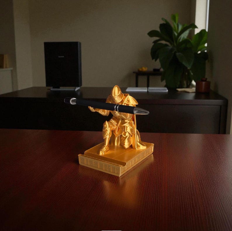 Portalápices de caballero, bolígrafo grabado personalizado, decoración de escritorio para gamers Oro