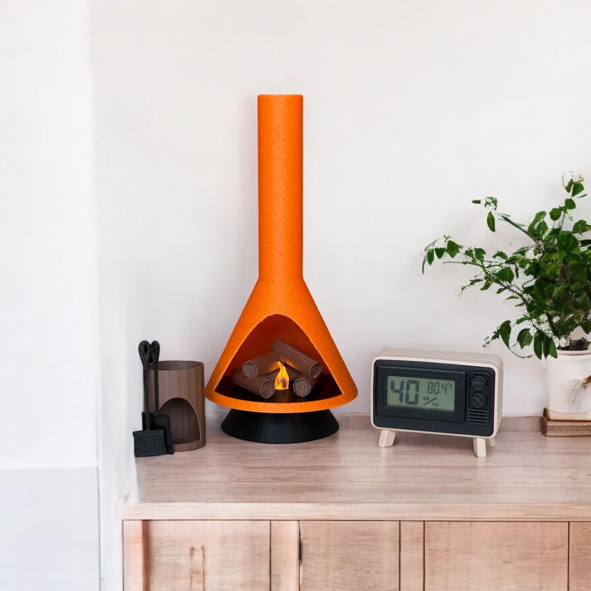 Mid-century Modern Miniature LED Fireplace | Retro Home Decor - Etsy