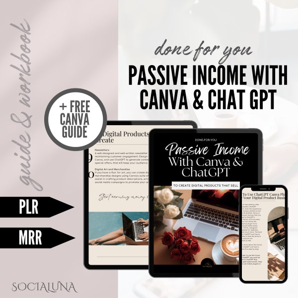 PLR MRR Passive Income with Canva and ChatGPT Ebook Master Resell Rights And Private Label Rights plr Done For You Guide DFY Digital Product