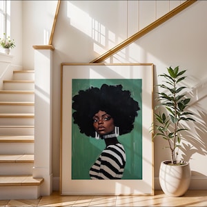African Wall Art Contemporary Artwork Afro Woman Print Office Wall Art Black Woman Print Digital Download Minimalist African American Boho