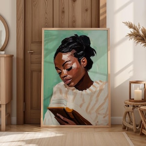 African Wall Art Contemporary Artwork Afro Woman Print Office Wall Art Black Woman Print Digital Download Minimalist African American Boho