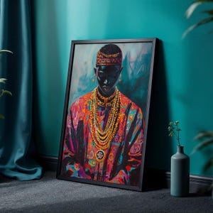 African Wall Art Contemporary Retro Wall Artwork Black Man Portrait Digital Download Minimal African American Print Modern Afrocentric Art