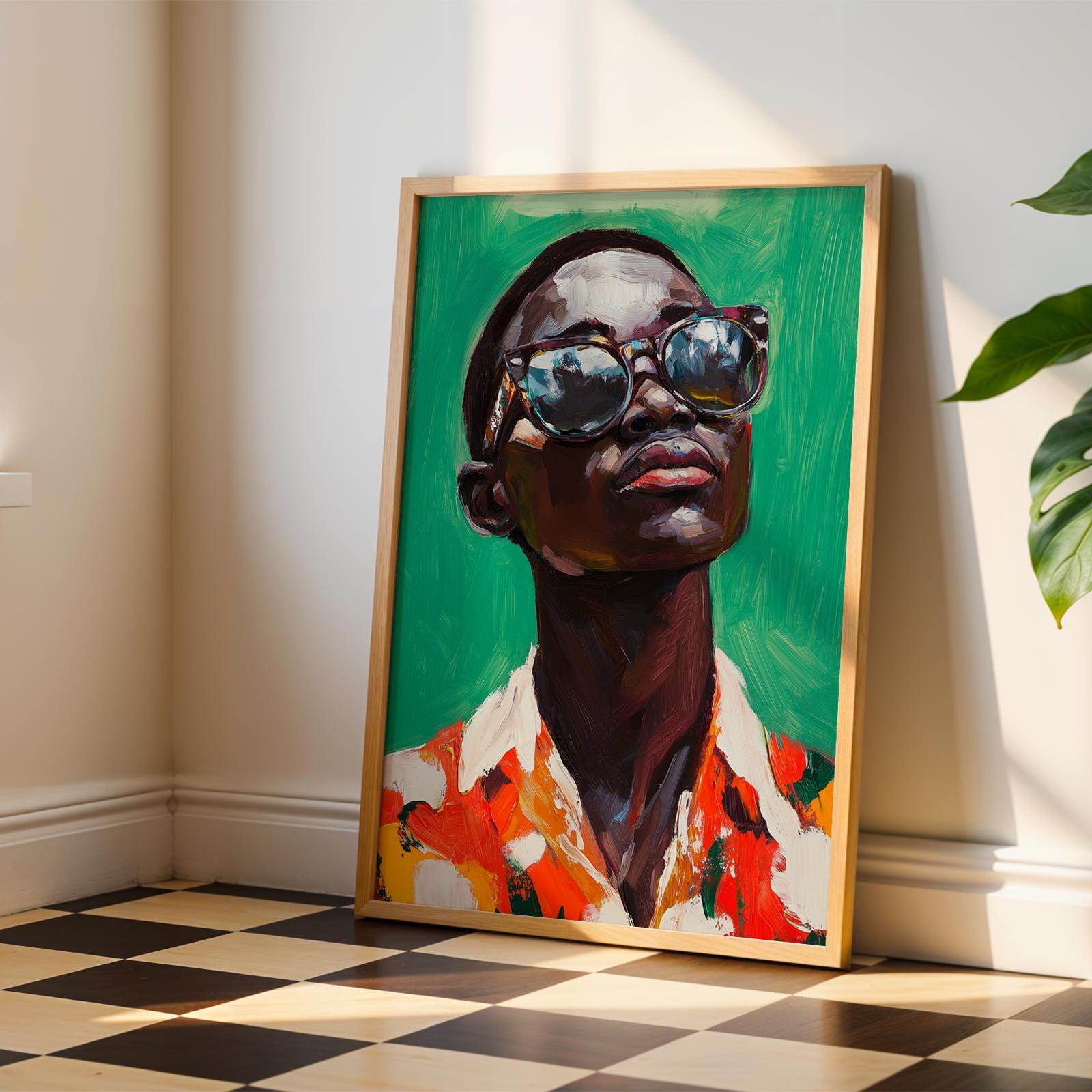 Afrikanische Wand Kunst zeitgenössisches Kunstwerk Afro Mann Druck Küche Wandkunst schwarzer Mann Druck digitaler Download minimalistischen afroamerikanischen Retro