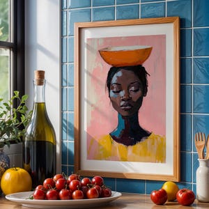 African Wall Art Contemporary Artwork Afro Woman Print Kitchen Wall Art Black Woman Print Digital Download Minimalist African American Boho