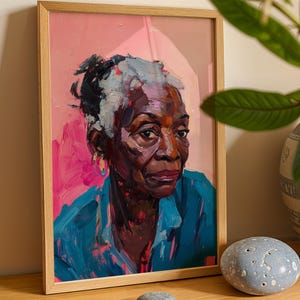 African Wall Art Contemporary Retro Wall Artwork Black Lady Portrait Digital Download Minimal African American Print Modern Afrocentric Art