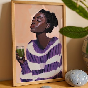 African Wall Art Contemporary Artwork Afro Woman Print Office Wall Art Black Woman Print Digital Download Minimalist African American Boho