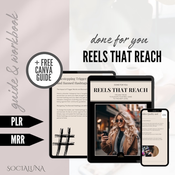 PLR MRR Instagram Reels Ebook Master Resell Rights And Private Label Rights plr Done For You Guide Reels That Reach Digital Product Resell