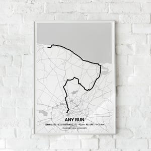 パーソナライズされたデジタル ランニング マップ ポスター - 10 km ハーフ マラソン - Strava または GPX ルート - ランナーへのギフトとお土産