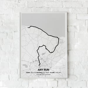 パーソナライズされたデジタル ランニング マップ ポスター - 10 km ハーフ マラソン - Strava または GPX ルート - ランナーへのギフトとお土産
