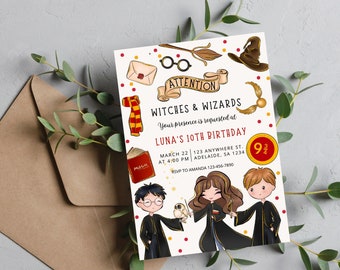 Harry Potter Birthday Invitation Download for Print or Text 5x7,  editable digital Harry Potter party Printable Invite Template