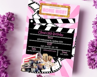Self-Editable Movie Night Party, Movie night Invitation, Paint Night Birthday Party, Canva Template, Instant Download