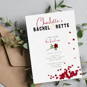 Bachelorette party Invitation the final rose Invitation template, DIY Bachelorette Invite Rose Editable Self-Editable Invite Printable