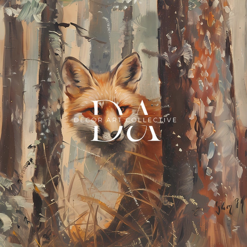 Printable Red Fox Oil Painting, Vintage Landscape Art Print, Red Fox Wall Art Digital Download ...