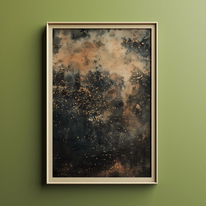 Printable Starry Night Oil Painting, Vintage Landscape Art Print ...