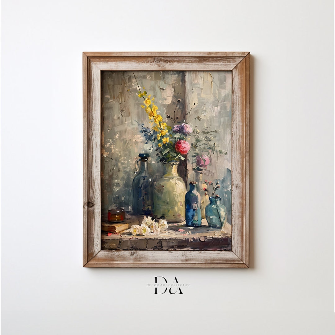 Printable Still Life Oil Painting, Vintage Landscape Art Print, Still ...