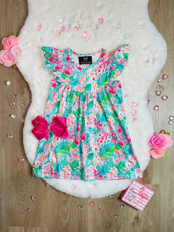 floral bow dress 5y pink Magenta Polka Dot Tulle Dress, Birthday, Velvet Dots Girl (9M-5Y)