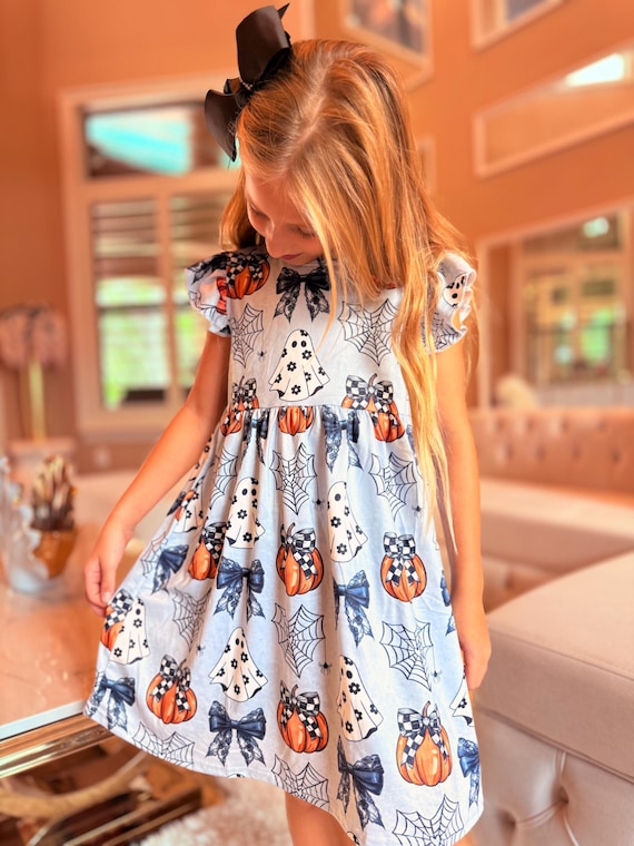 fall bow dress Denim Square Neck 3/4 Sleeve Front Bow Detail Dress